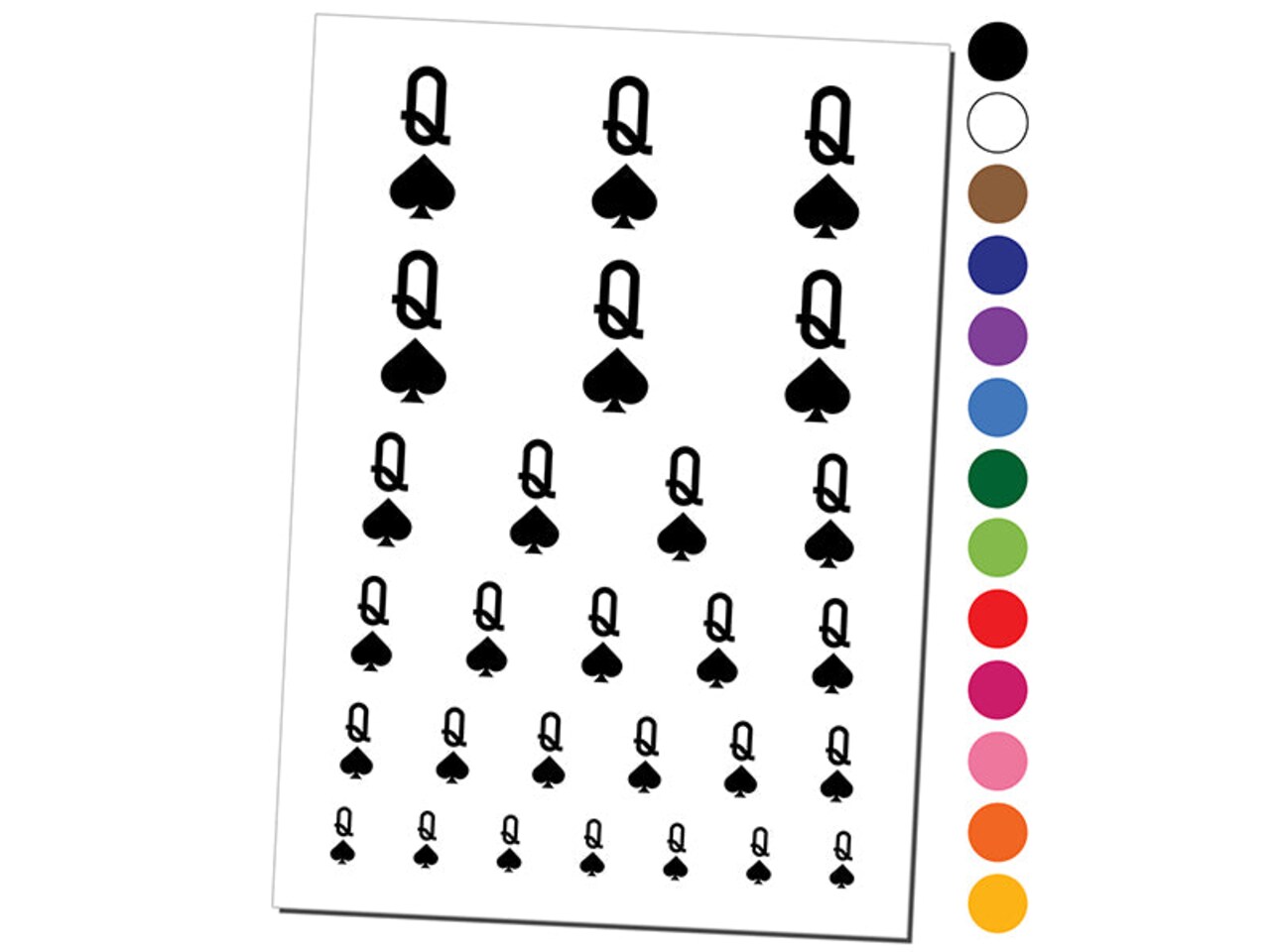 Queen of Spades Card Suit Temporary Tattoo Water Resistant Fake Body Art Set Collection